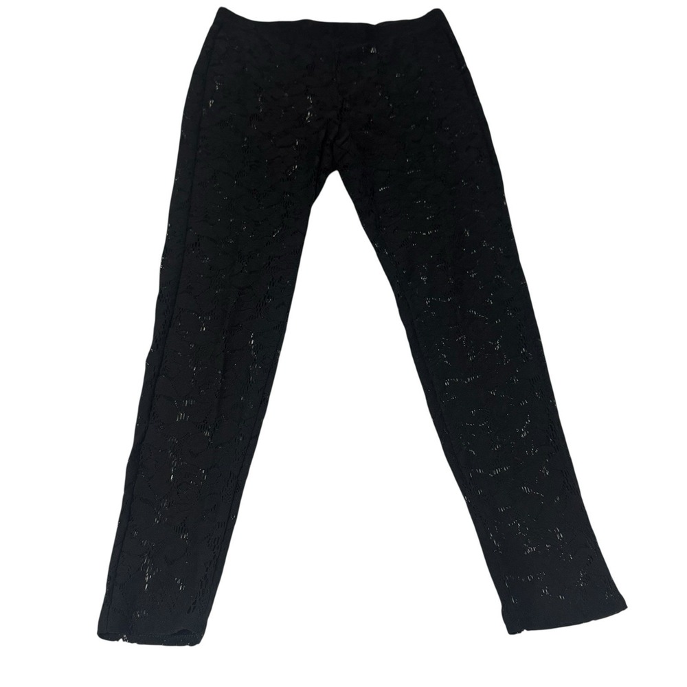 ELLE‎ Black Floral Lace Leggings Women L All Sheer Sexy Whimsy Goth Witchy Vampy